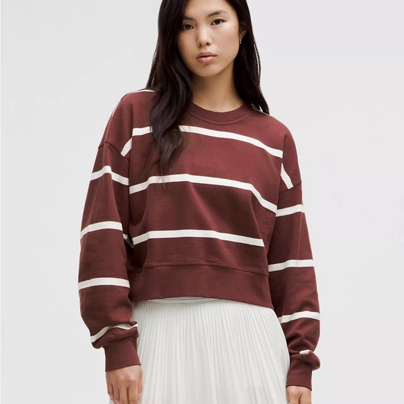 Lululemon Perfectly Oversized Cropped Crew Stripe - Picture 1 of 7